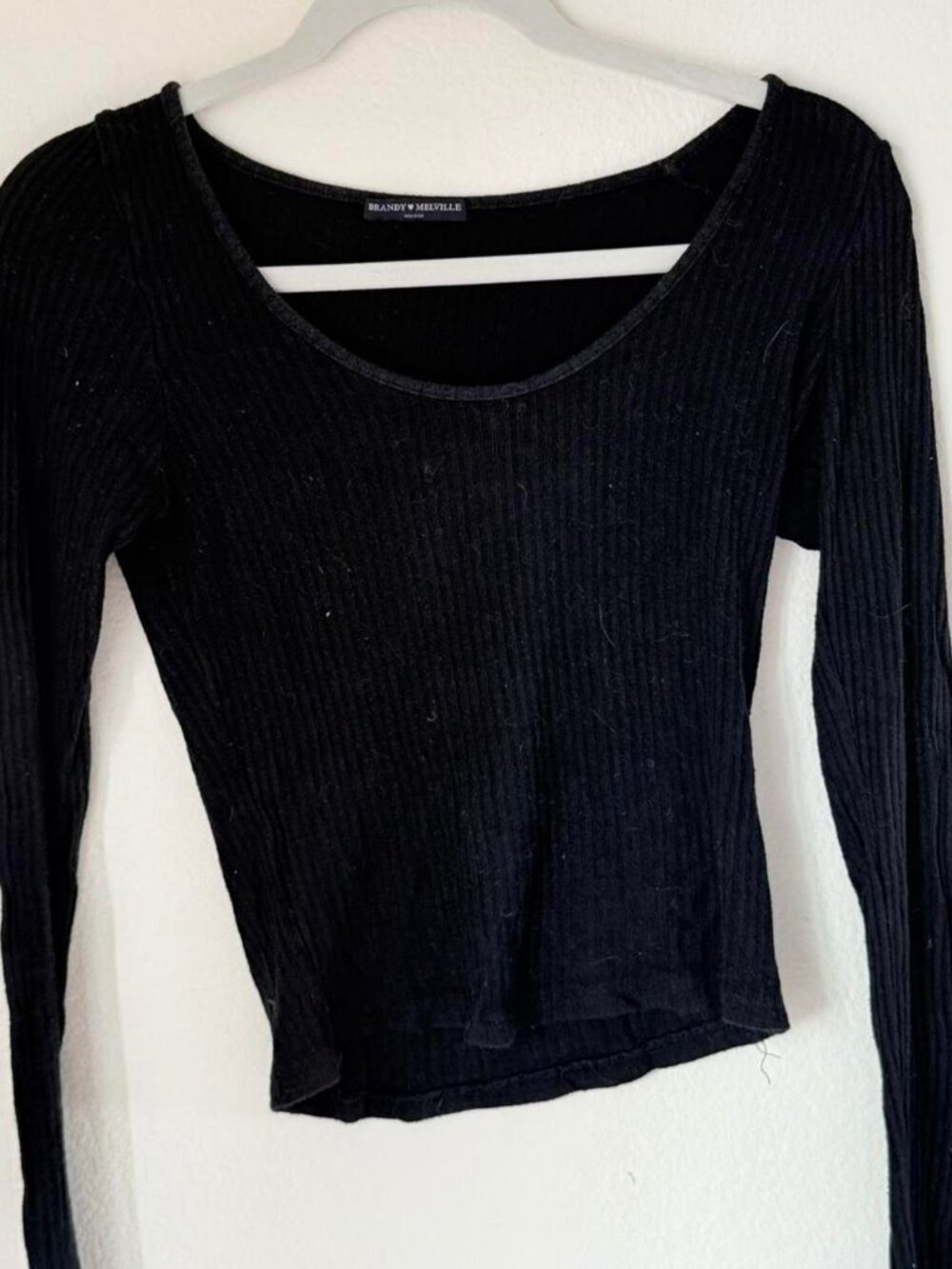 Brandy Melville black ribbed long sleeve top